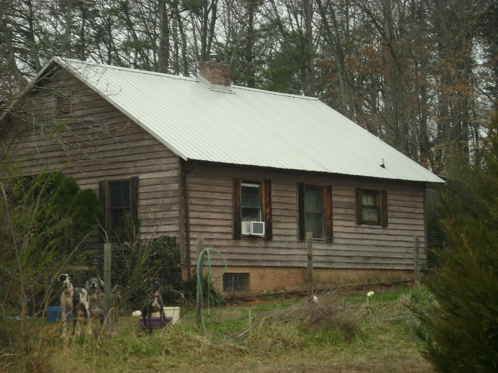 White metal roof on an old wood sided farmhouse, from a Asphalt Shingle Roof Repair job in Centerport